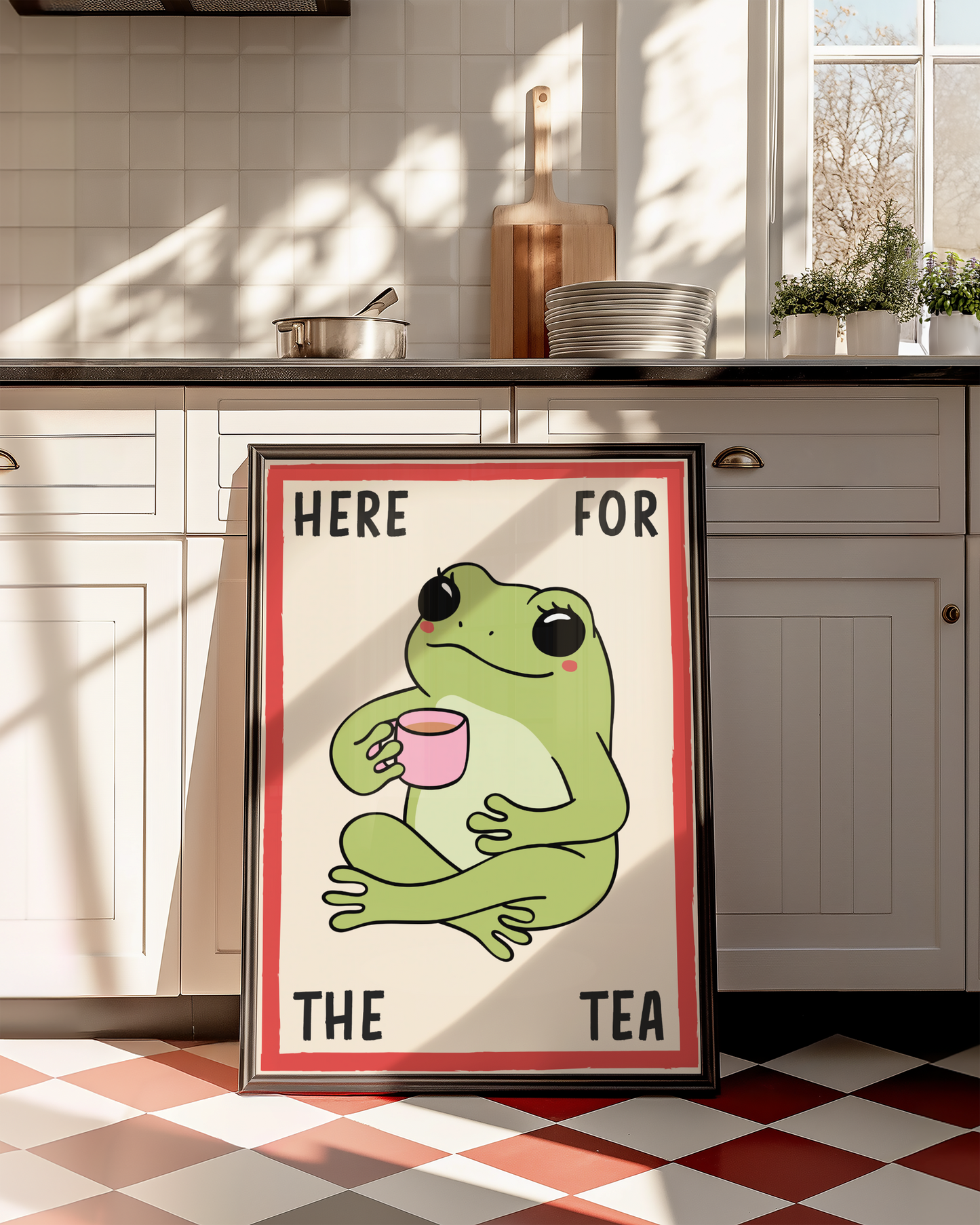 Retro Frog Tea Print - BYHONEYSTUDIOS
