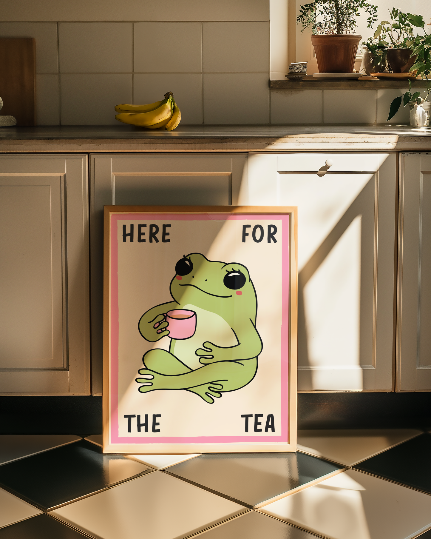 Retro Frog Tea Print - BYHONEYSTUDIOS