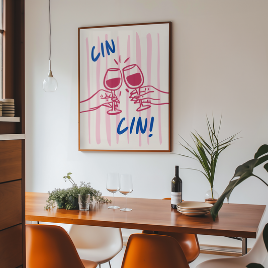Cin Cin Wine Print - BYHONEYSTUDIOS