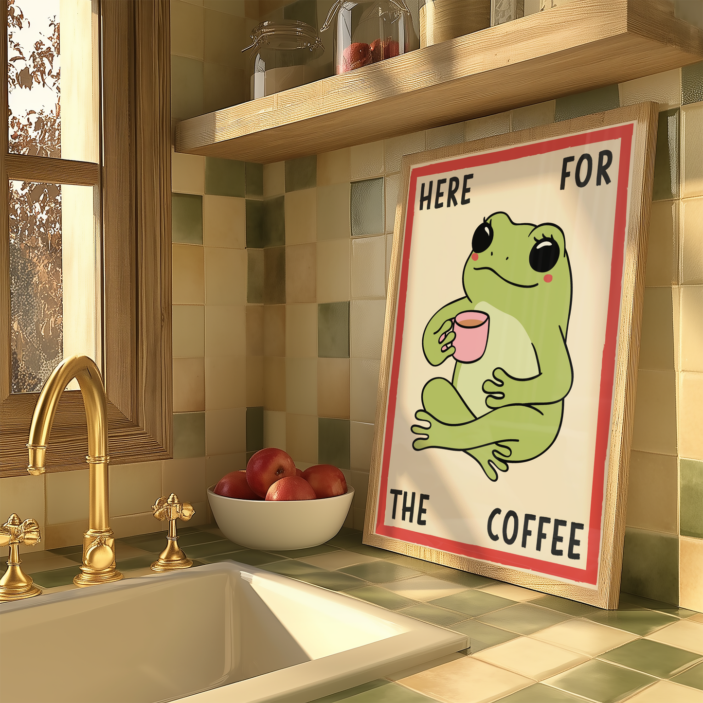 Retro Frog Coffee Print - BYHONEYSTUDIOS
