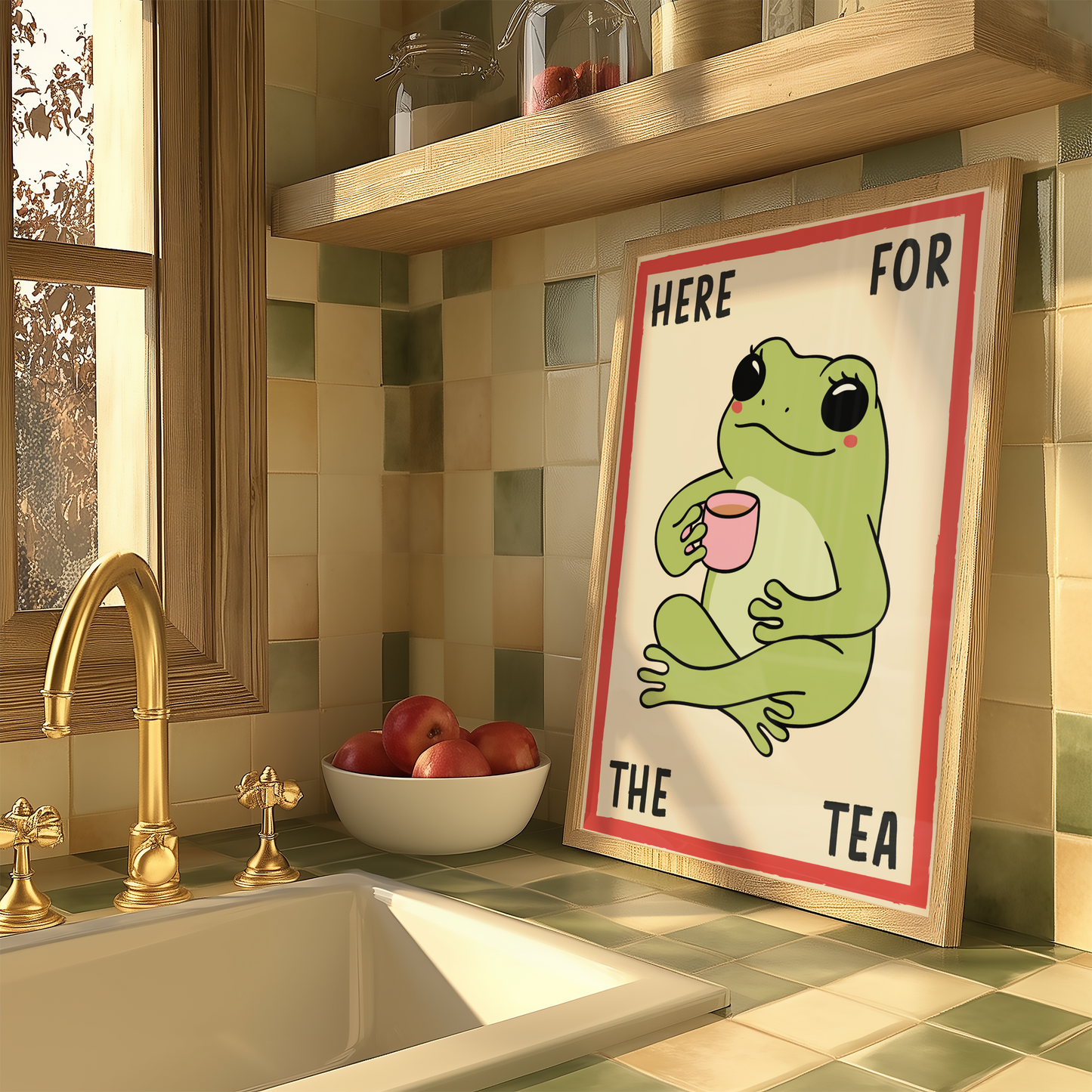 Retro Frog Tea Print - BYHONEYSTUDIOS