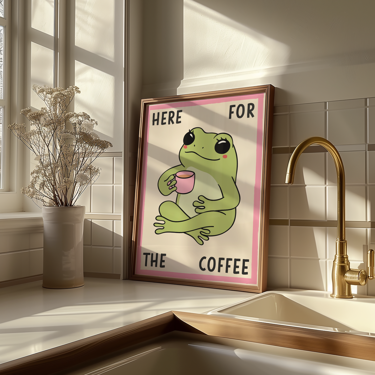 Retro Frog Coffee Print - BYHONEYSTUDIOS