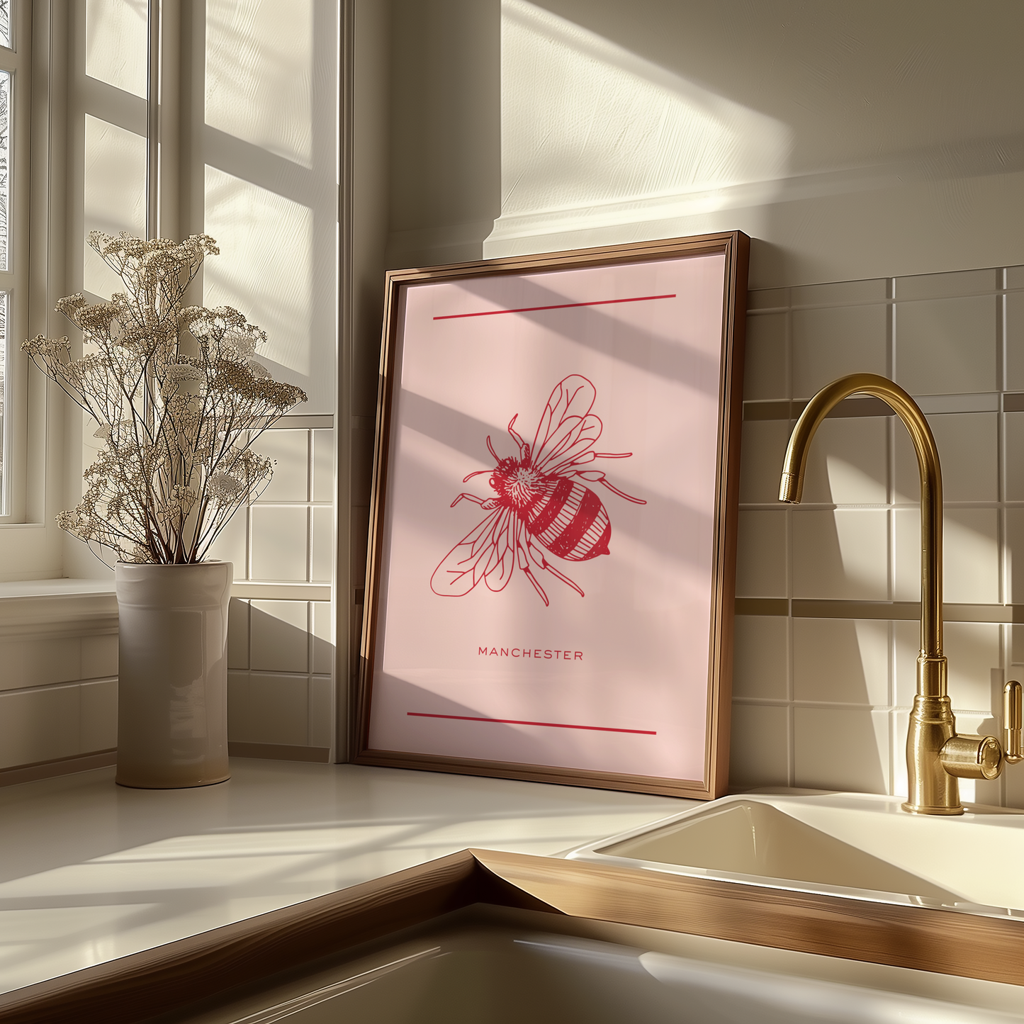 Manchester Bee Pink Print