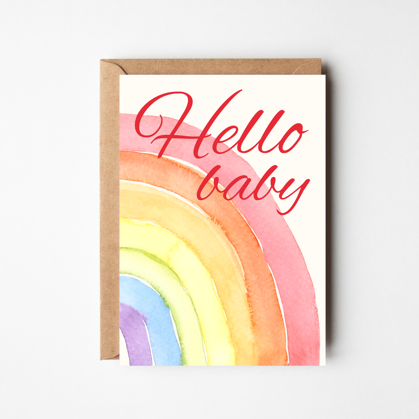 A6 Rainbow Hello Baby Card