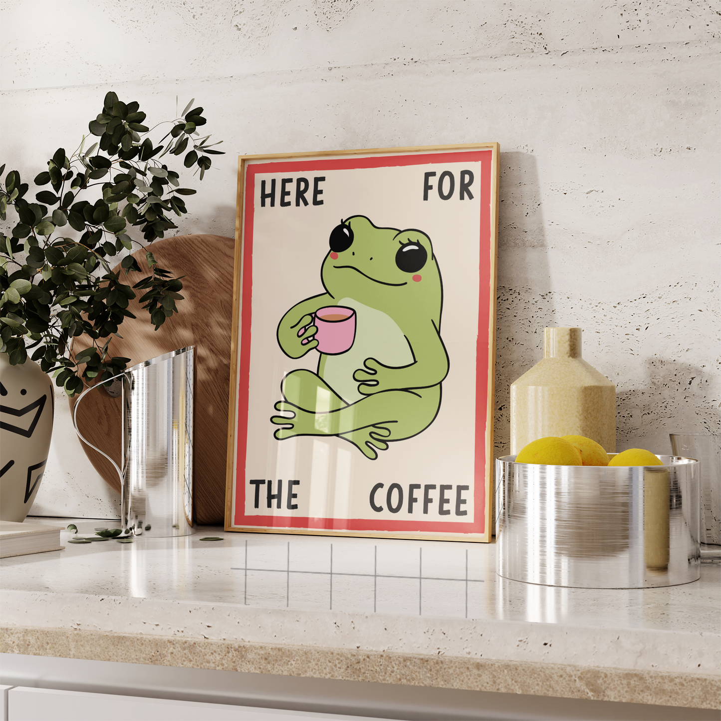Retro Frog Coffee Print - BYHONEYSTUDIOS
