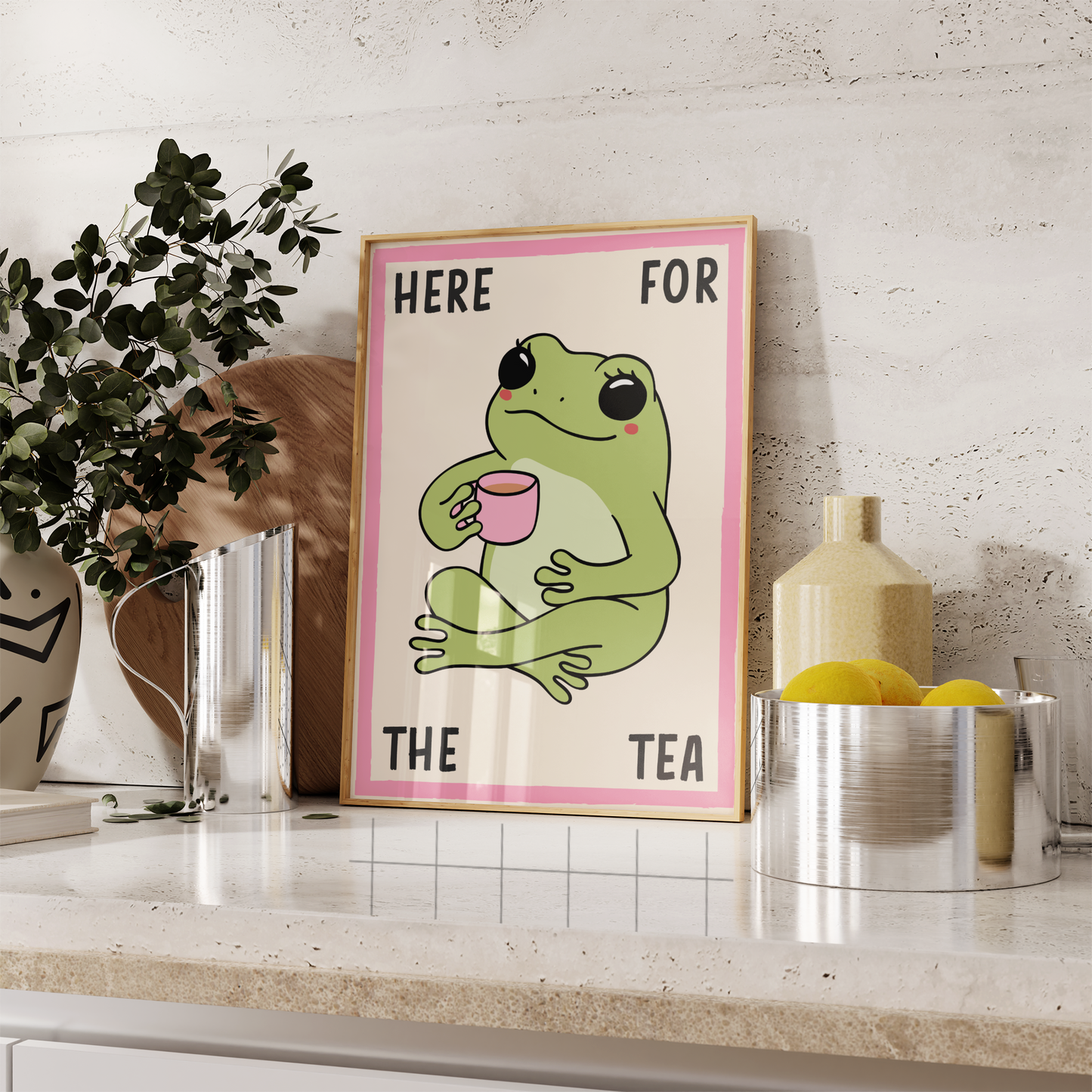 Retro Frog Tea Print - BYHONEYSTUDIOS