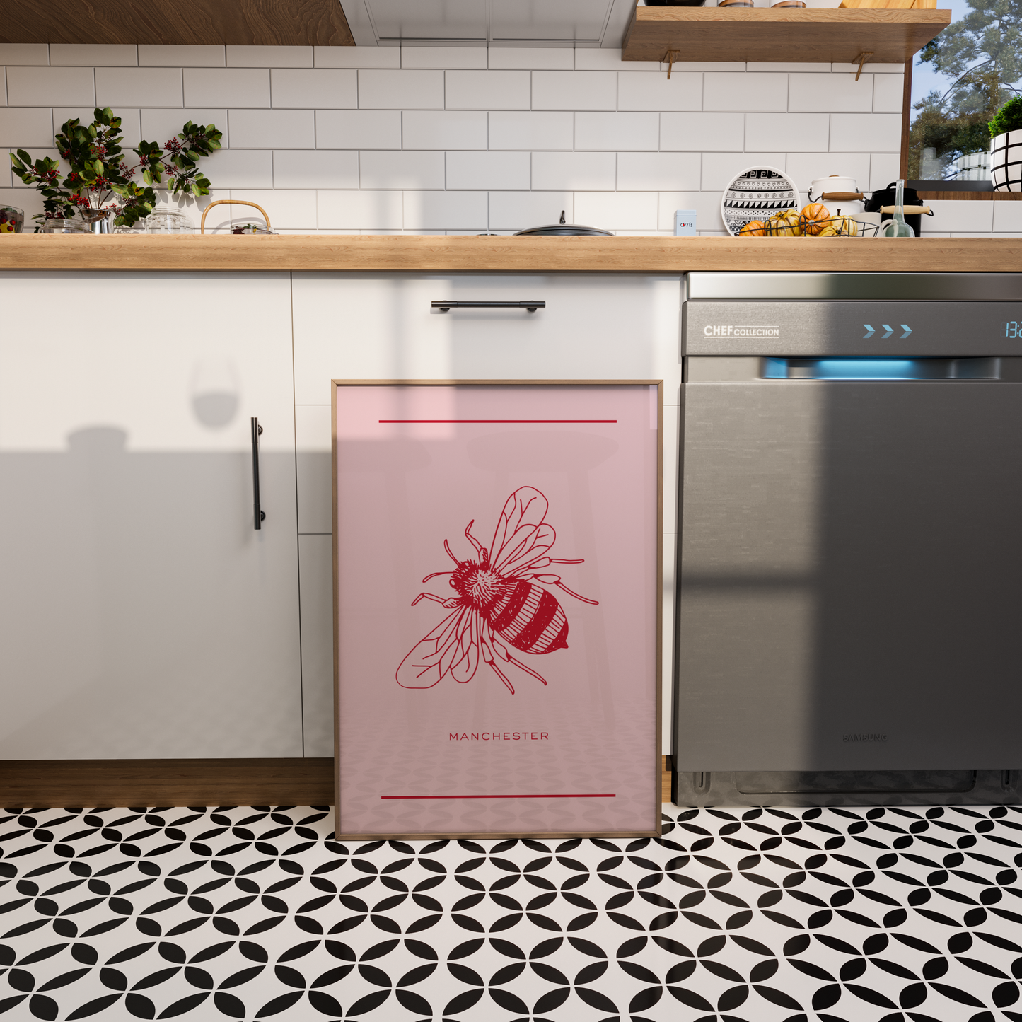 Manchester Bee Pink Print