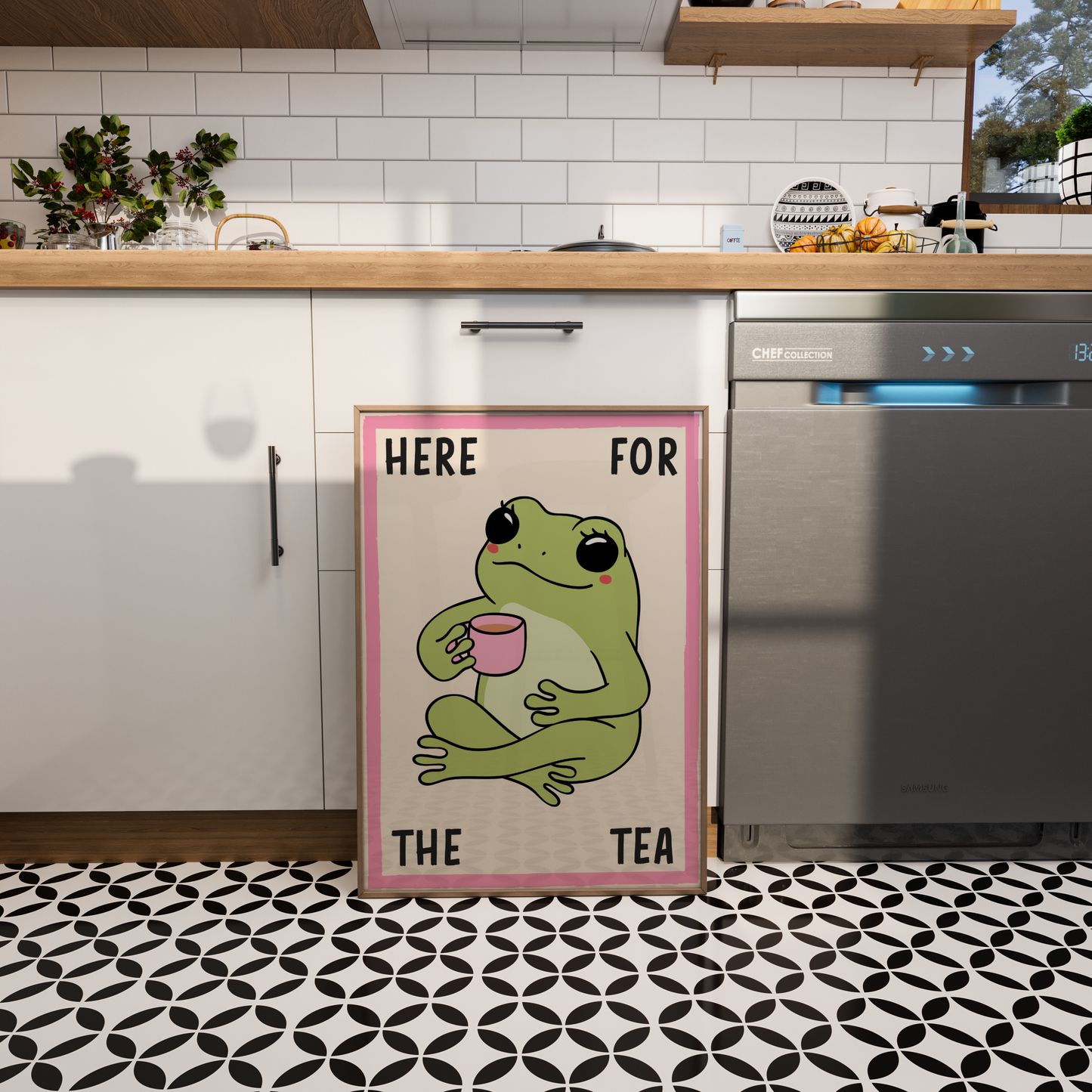 Retro Frog Tea Print - BYHONEYSTUDIOS