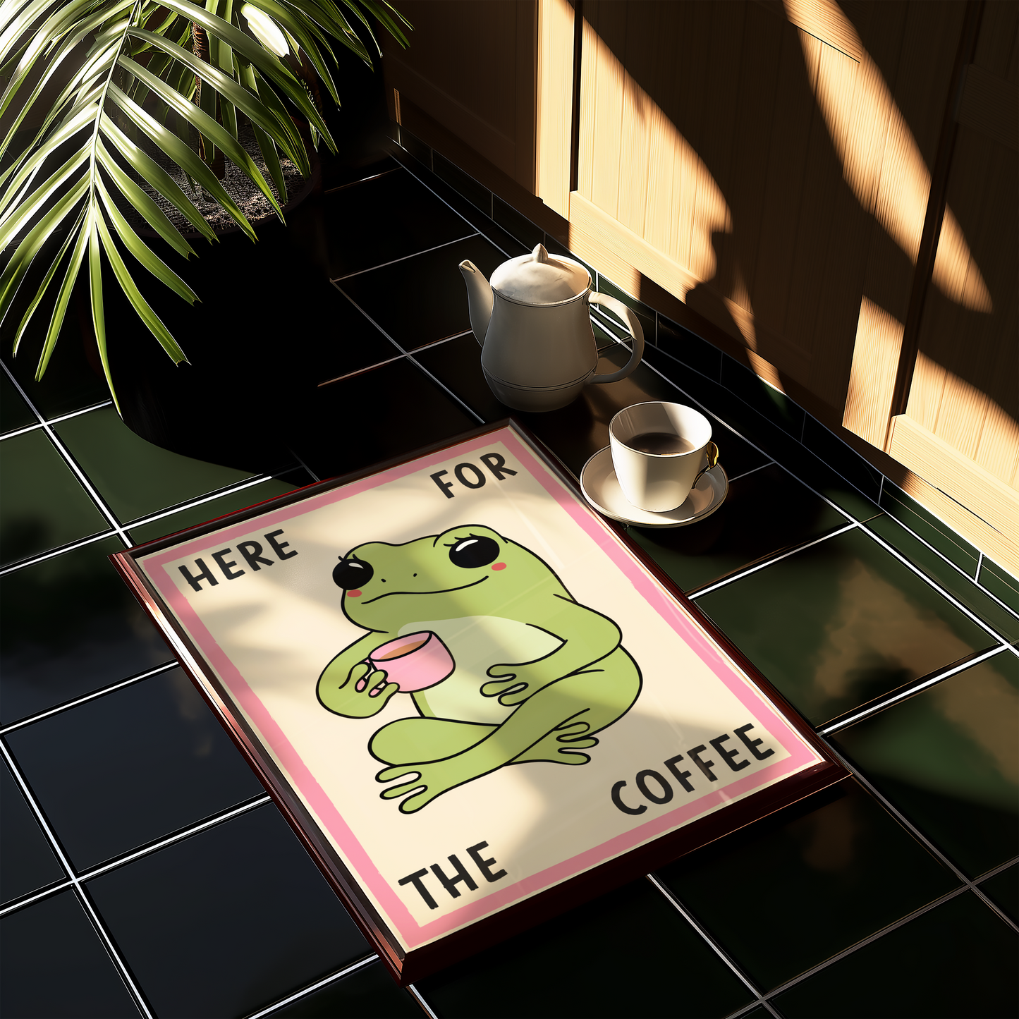 Retro Frog Coffee Print - BYHONEYSTUDIOS