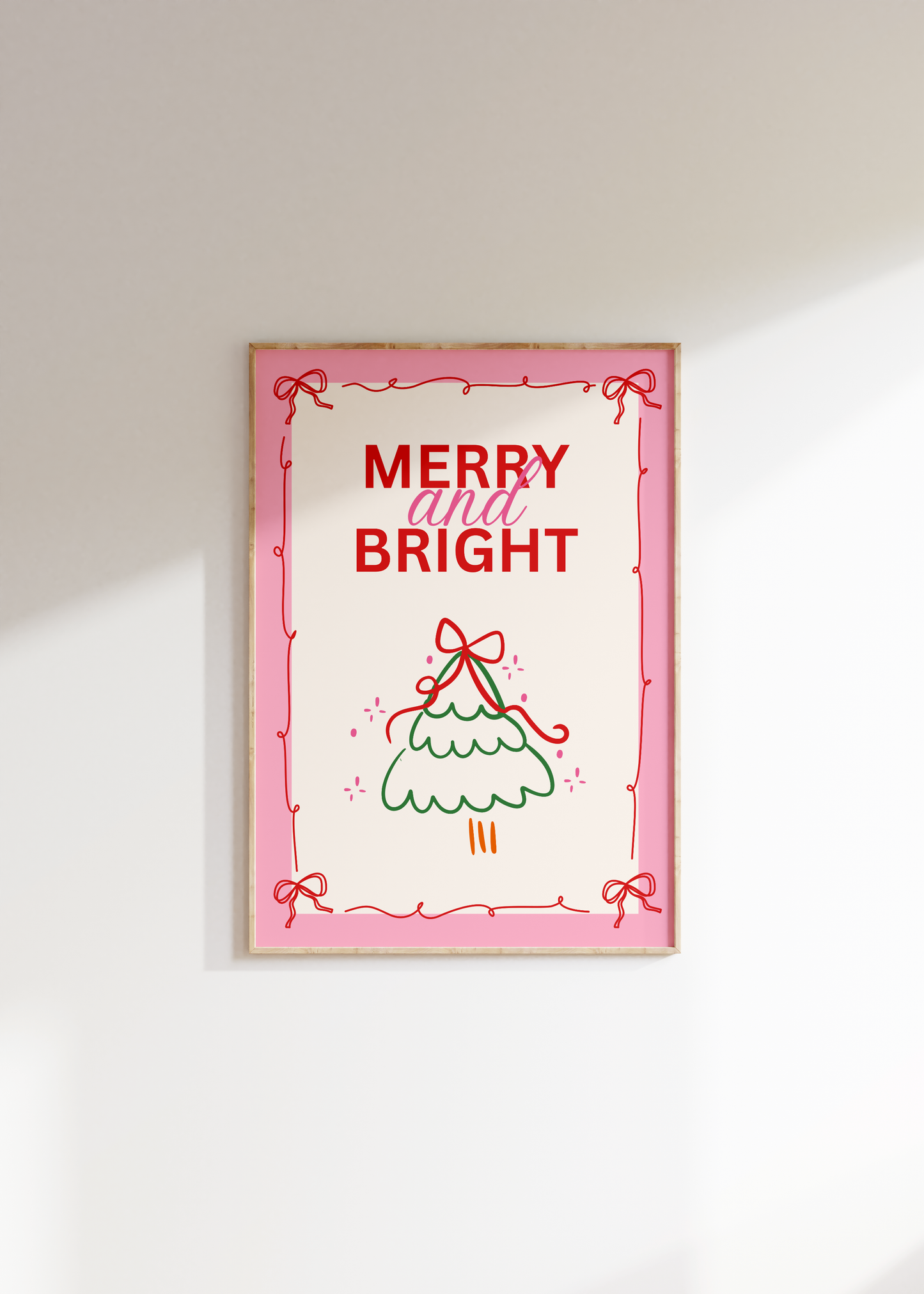 Merry And Bright Christmas Print - BYHONEYSTUDIOS