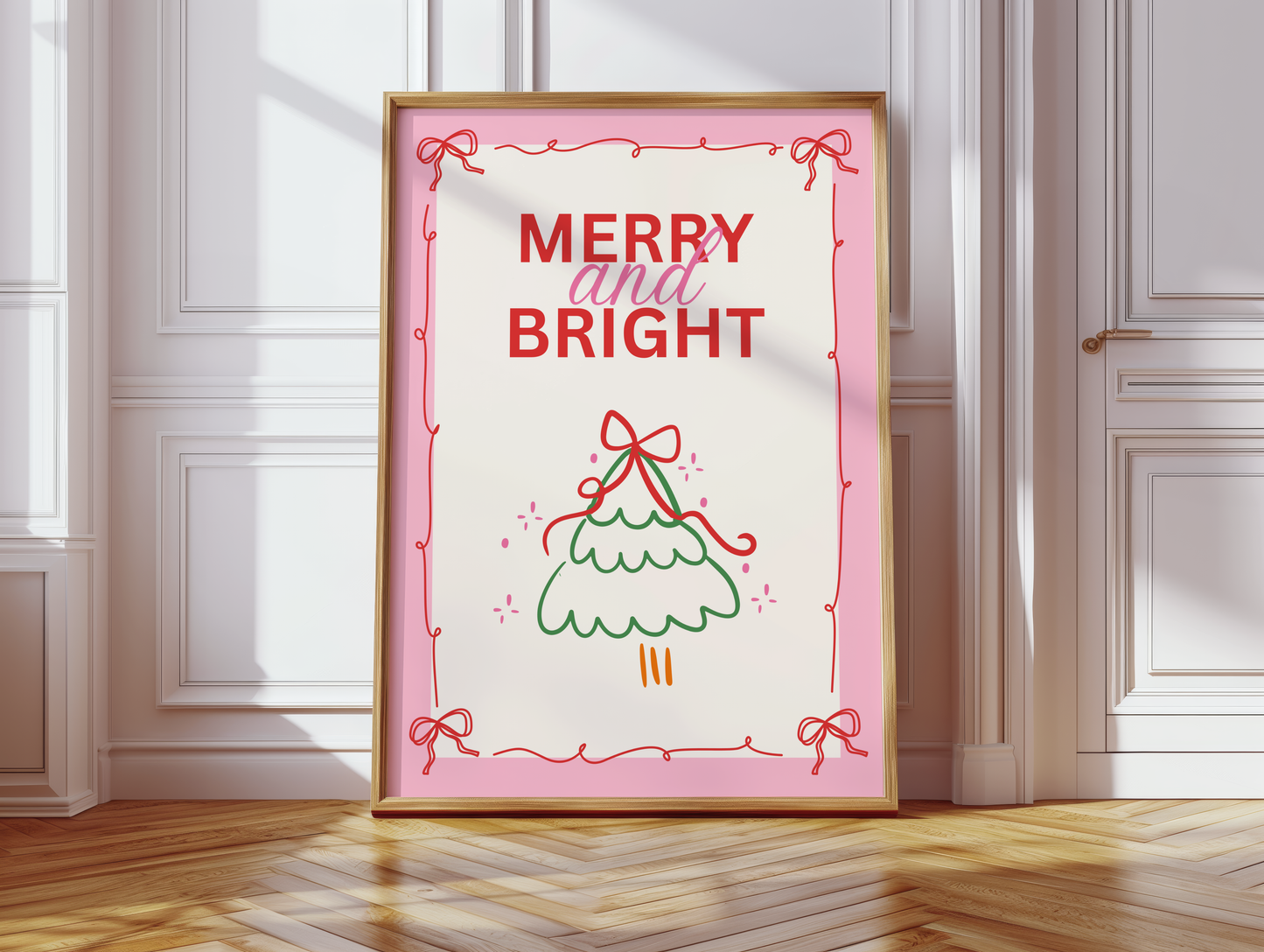 Merry And Bright Christmas Print - BYHONEYSTUDIOS