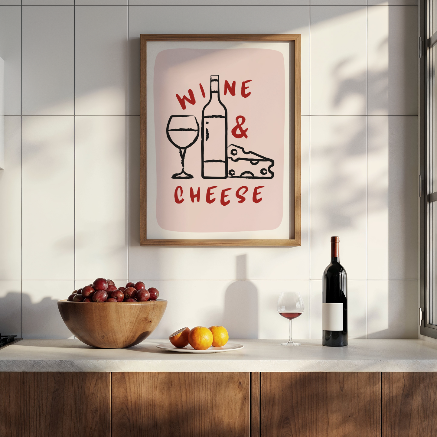 Wine & Cheese Print - BYHONEYSTUDIOS
