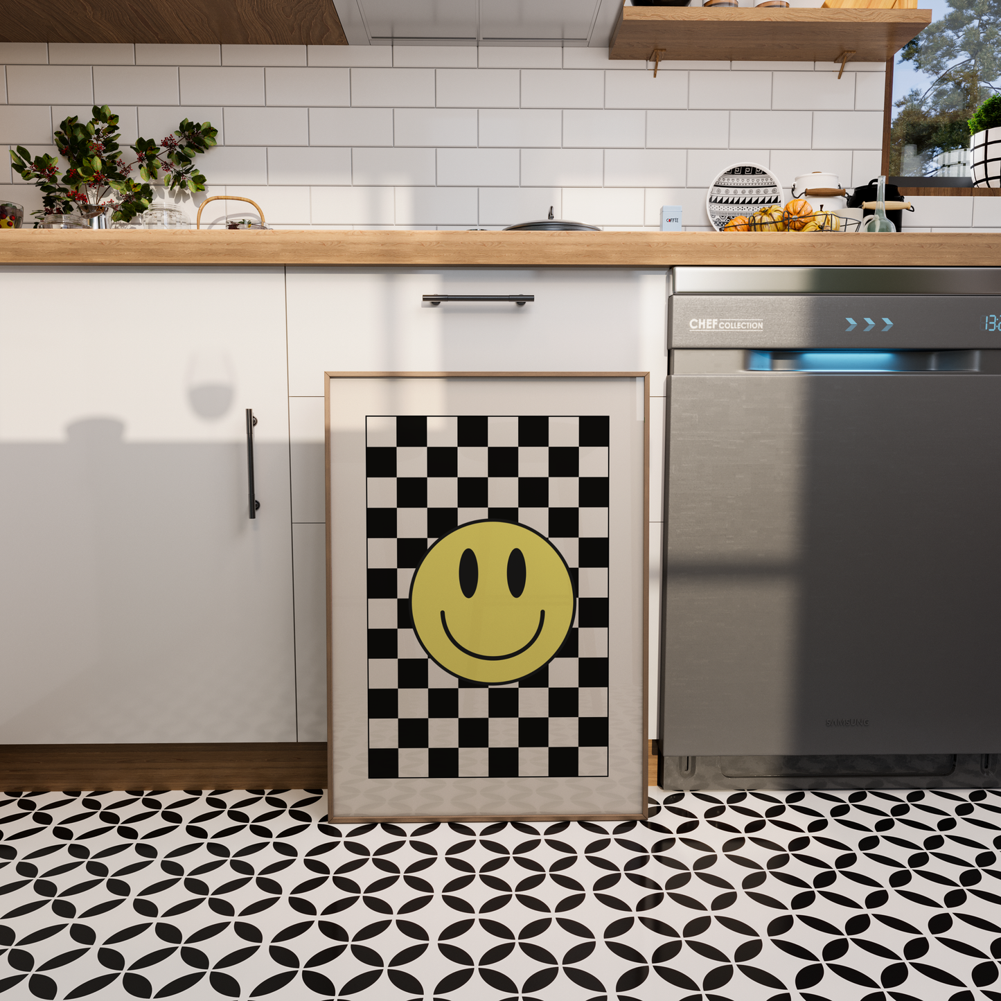 Smiley Face Check Print - BYHONEYSTUDIOS