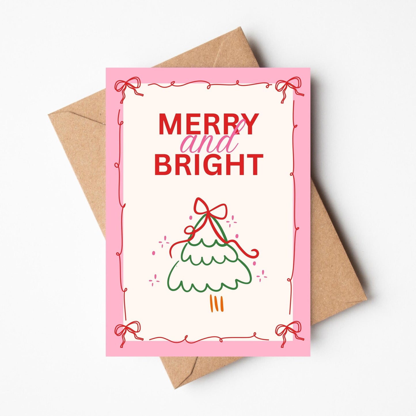 A6 Merry And Bright Christmas Card - BYHONEYSTUDIOS