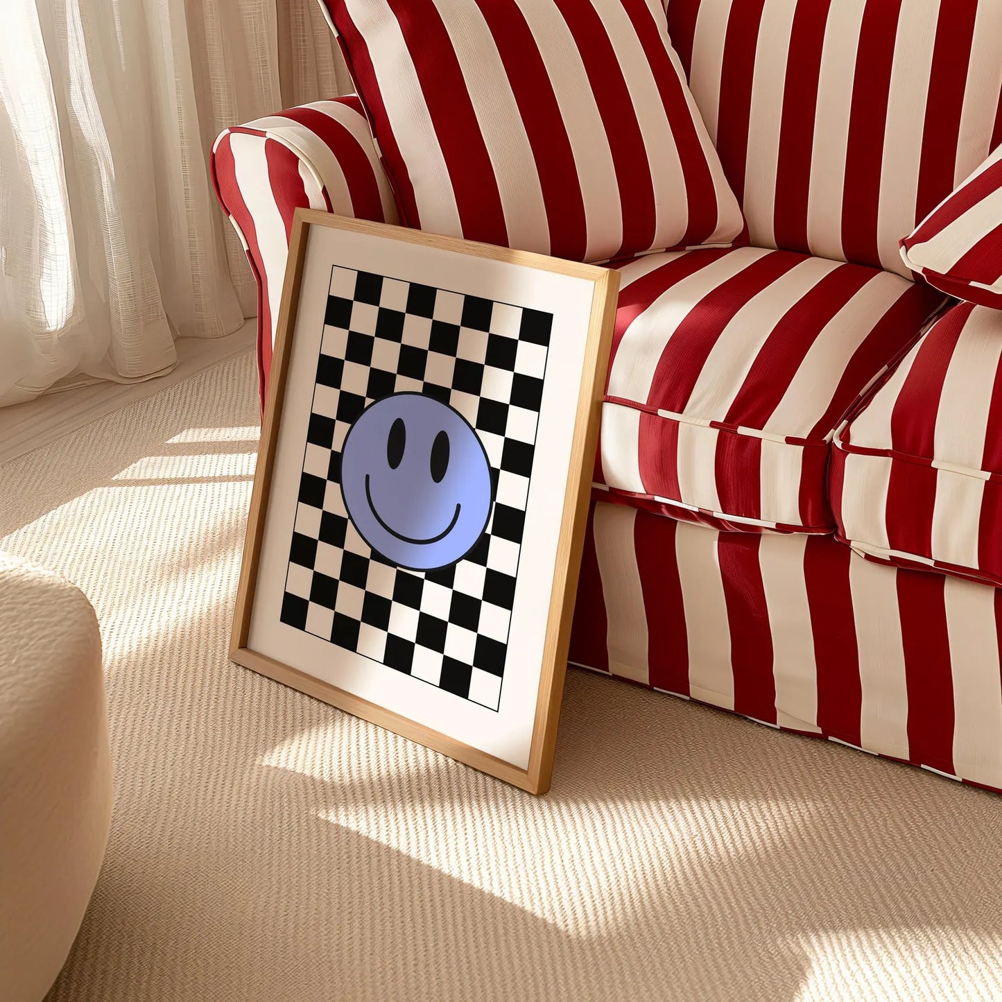 Smiley Face Check Print - BYHONEYSTUDIOS