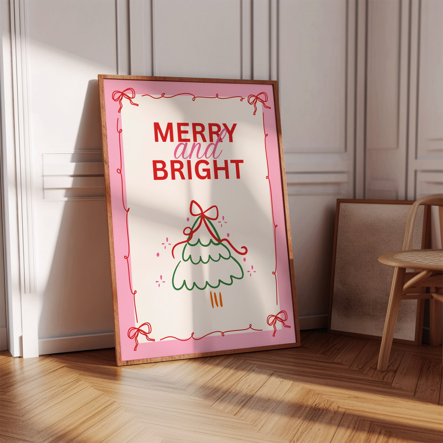 Merry And Bright Christmas Print - BYHONEYSTUDIOS
