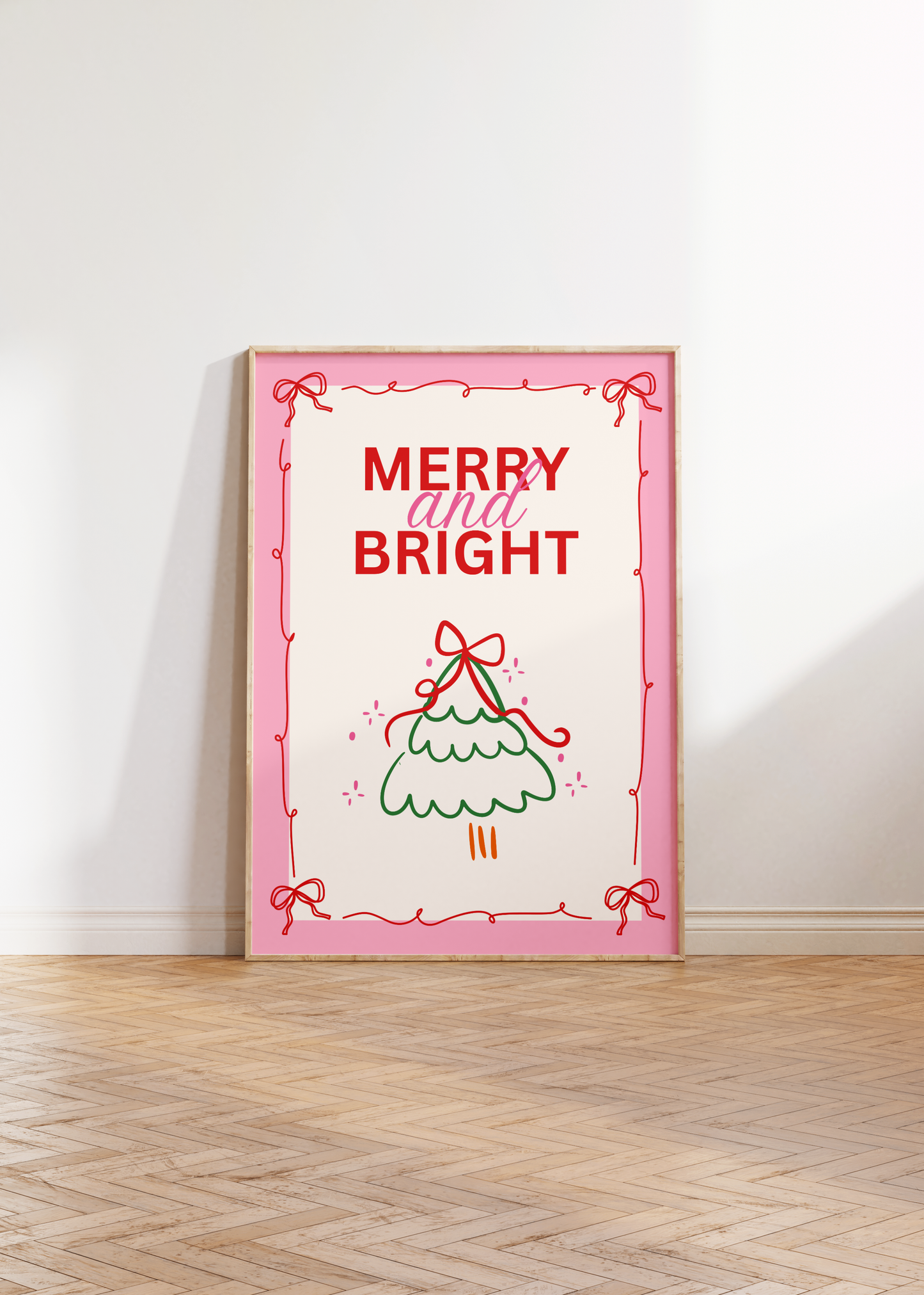 Merry And Bright Christmas Print - BYHONEYSTUDIOS