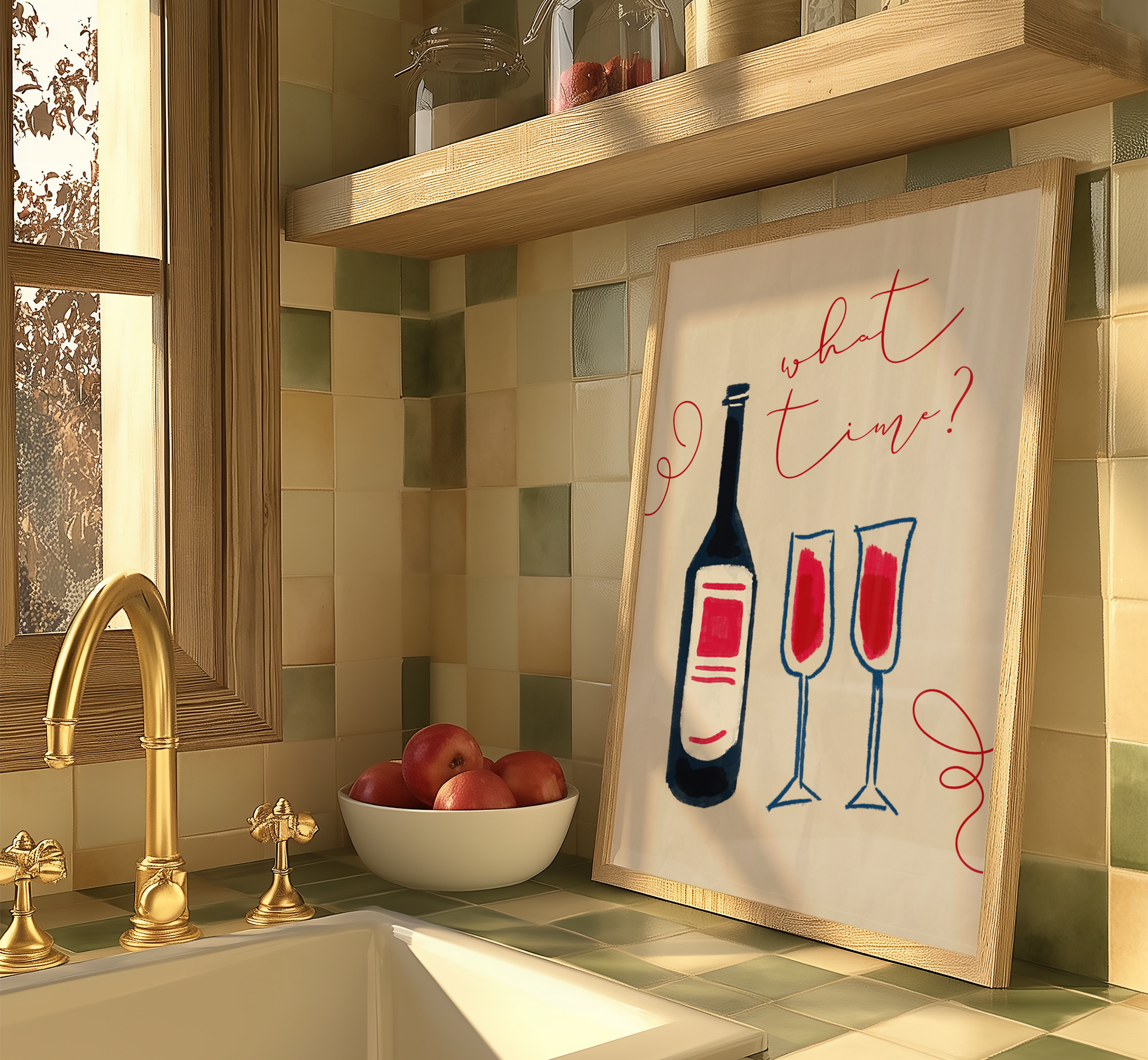 What Time Wine Print - BYHONEYSTUDIOS