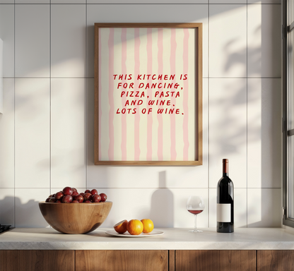 Kitchen Dancing Quote Print - BYHONEYSTUDIOS