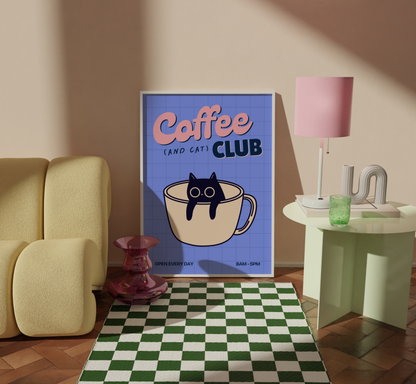 Coffee And Cat Print - BYHONEYSTUDIOS