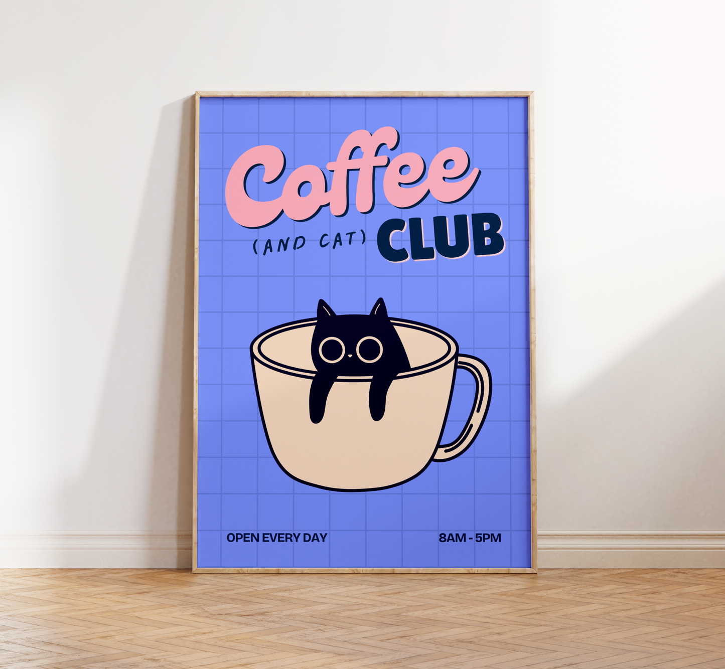 Coffee And Cat Print - BYHONEYSTUDIOS
