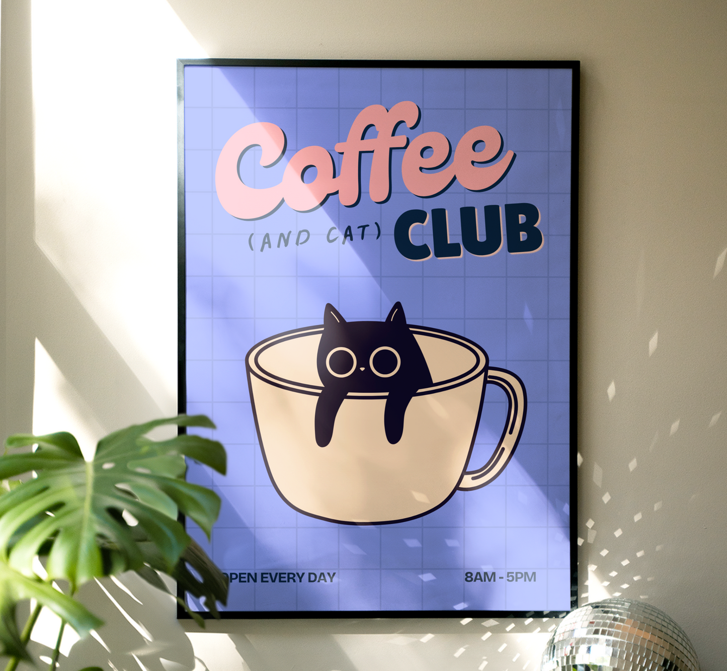 Coffee And Cat Print - BYHONEYSTUDIOS