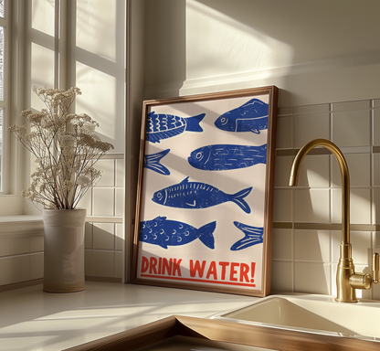 Drink Water Fish Print - BYHONEYSTUDIOS
