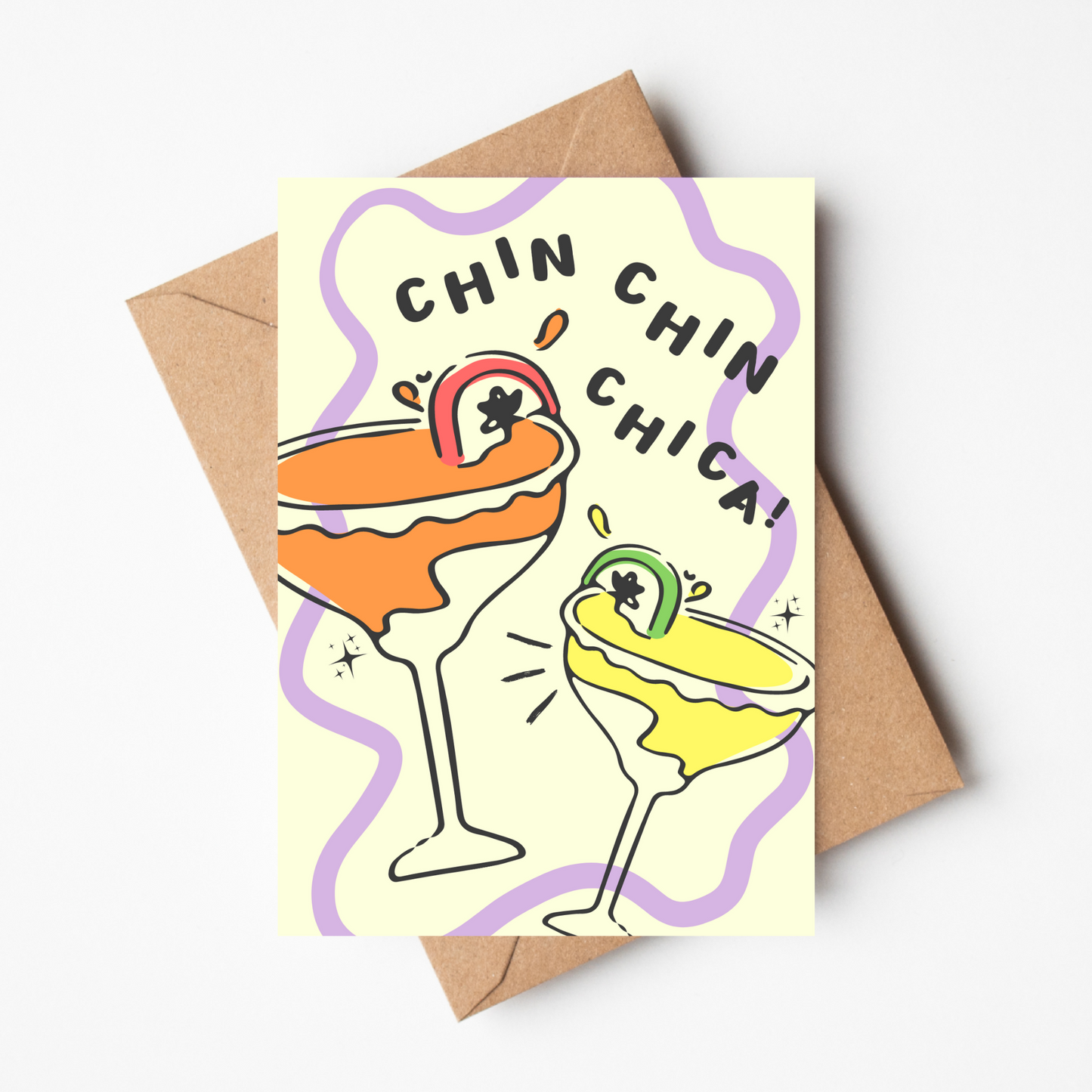 A6 Chin Chin Chica Birthday Card - BYHONEYSTUDIOS