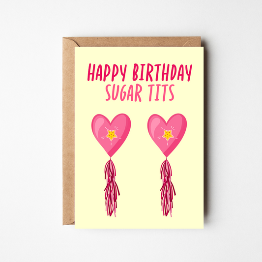 A6 Sugar Tits Birthday Card