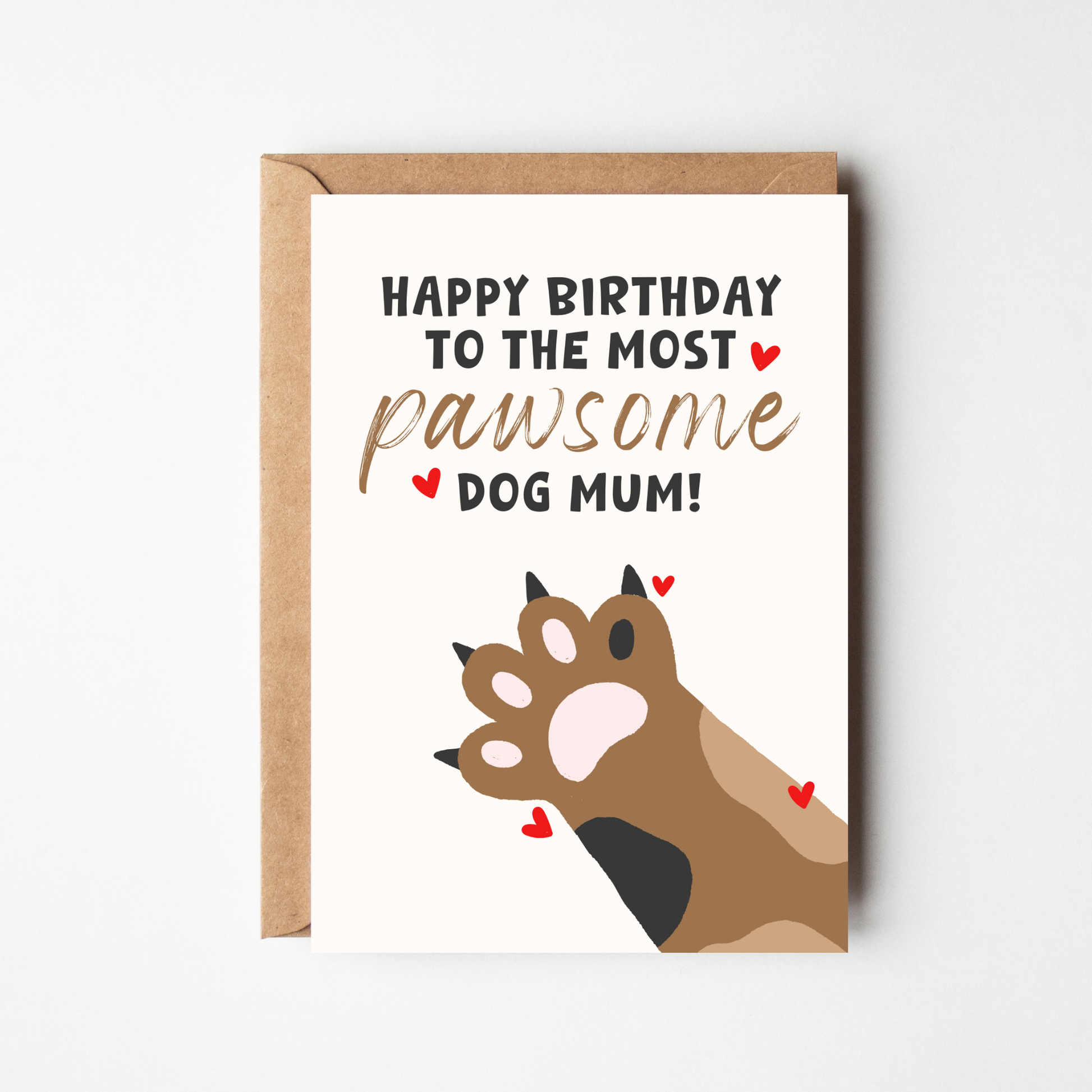 A6 Pawsome Dog Mum Birthday Card - BYHONEYSTUDIOS