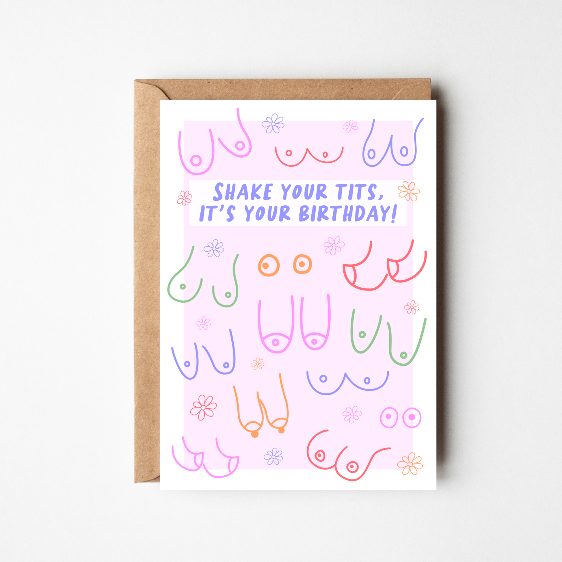 A6 Shake Your Tits Birthday Card - BYHONEYSTUDIOS