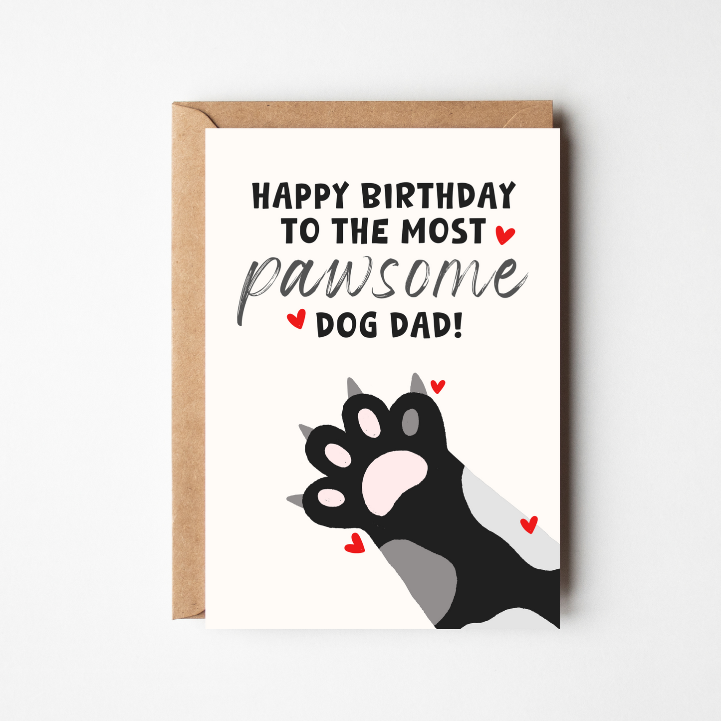 A6 Pawsome Dog Dad Birthday Card - BYHONEYSTUDIOS