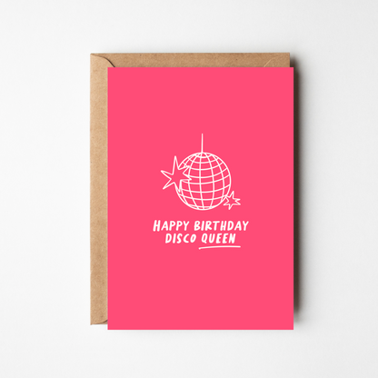 A6 Happy Birthday Disco Queen Card - BYHONEYSTUDIOS