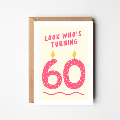 A6 Age 60 Birthday Card - BYHONEYSTUDIOS