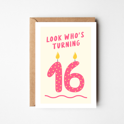 A6 Age 16 Birthday Card - BYHONEYSTUDIOS