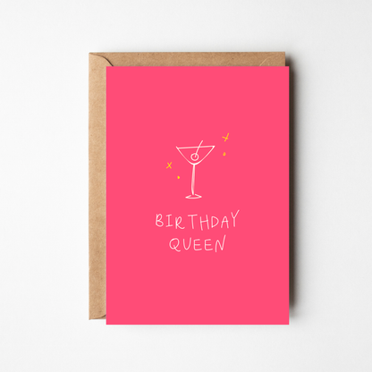 A6 Birthday Queen Cocktail Card - BYHONEYSTUDIOS
