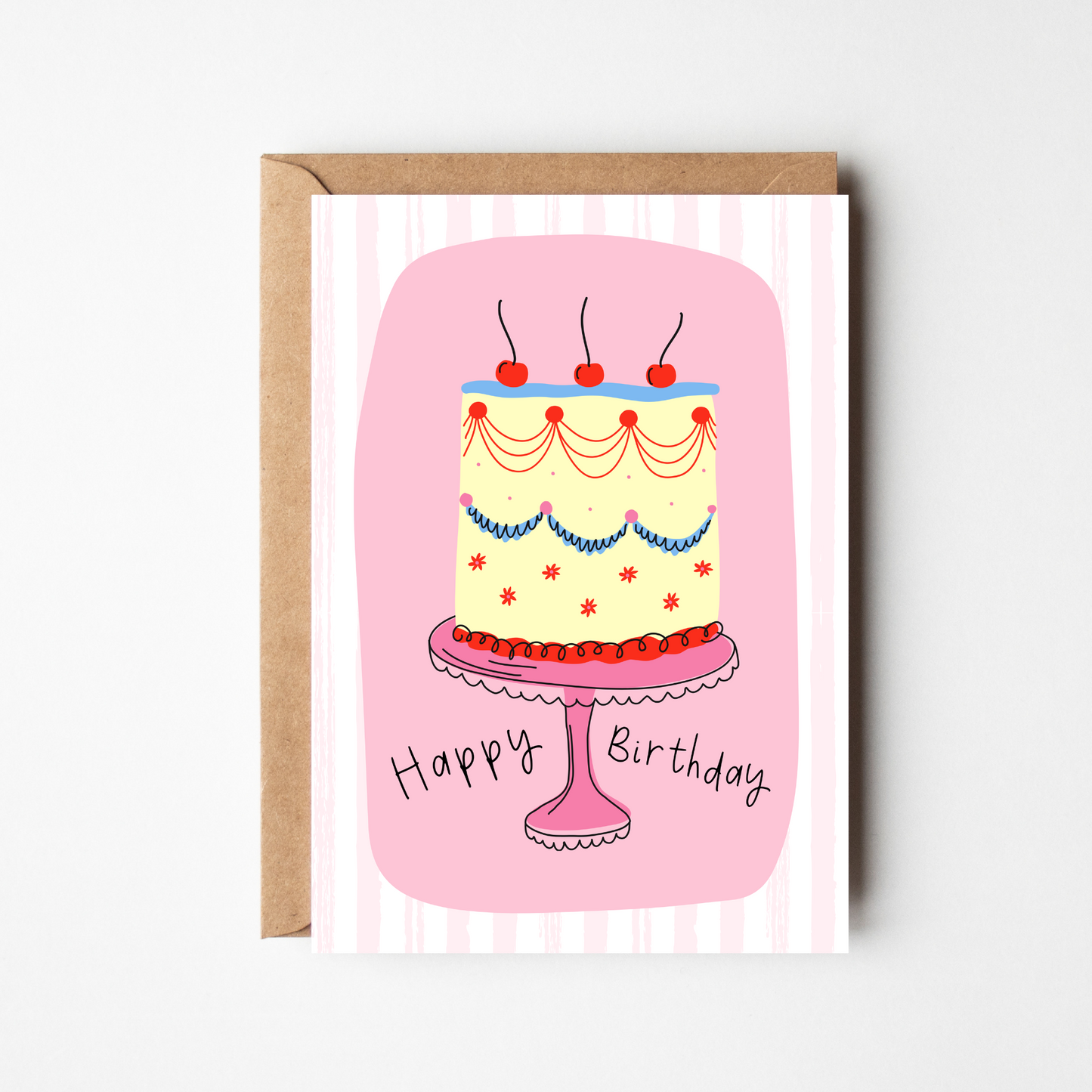 A6 Happy Birthday Cake Card