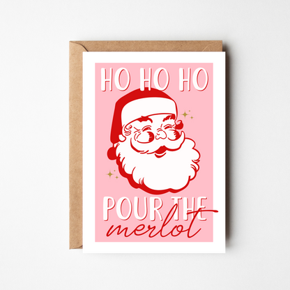 A6 Pour The Merlot Christmas Card - BYHONEYSTUDIOS