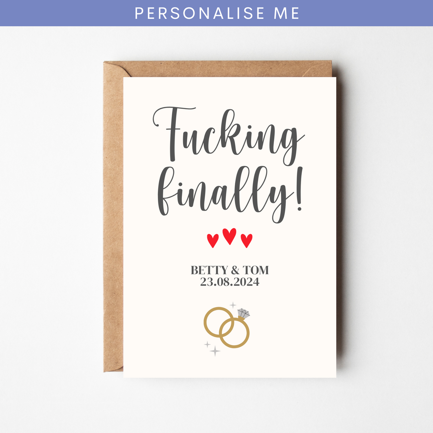 A6 Personalised Wedding Card - BYHONEYSTUDIOS