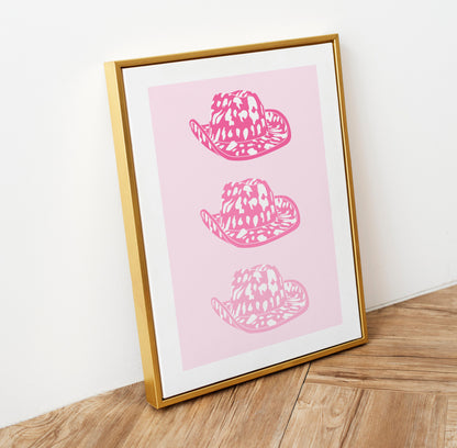 Pink Cowboy Hat Print - BYHONEYSTUDIOS