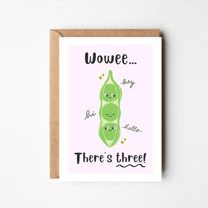 A6 Triplets Baby Card - BYHONEYSTUDIOS