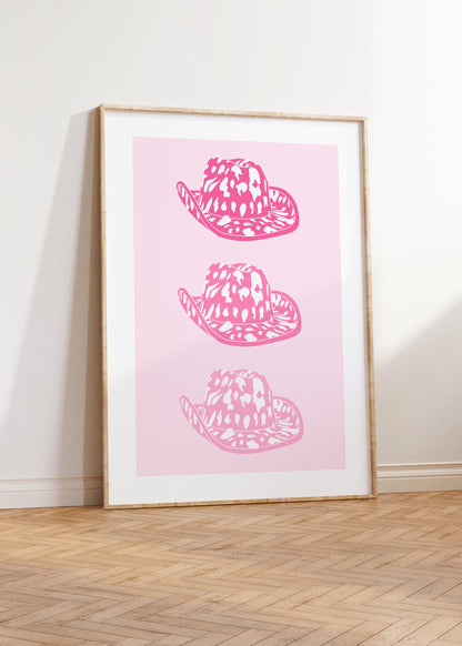 Pink Cowboy Hat Print - BYHONEYSTUDIOS