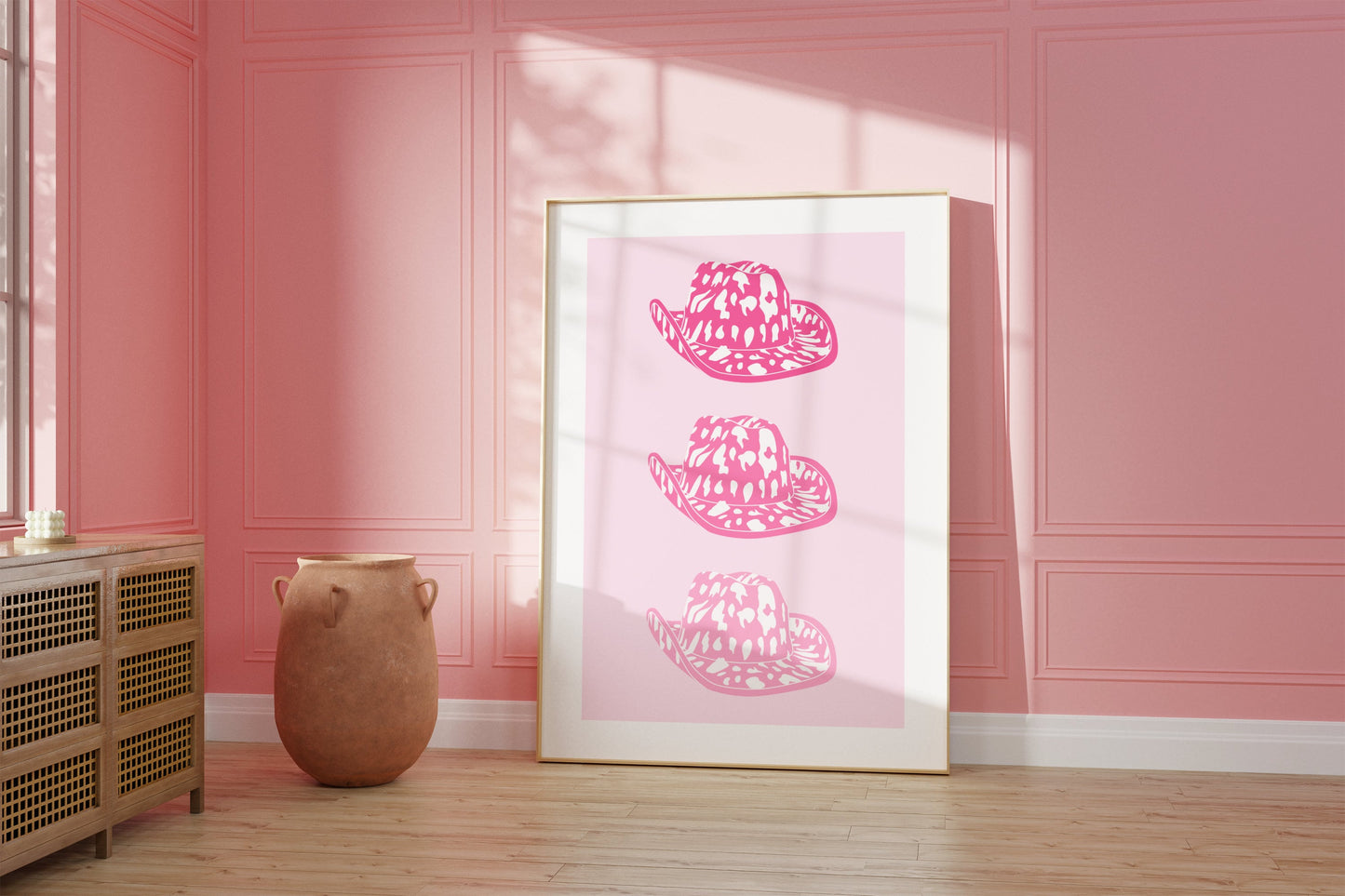 Pink Cowboy Hat Print - BYHONEYSTUDIOS