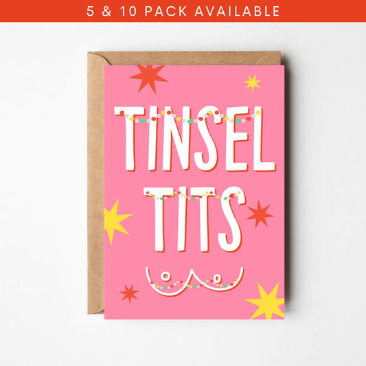 A6 Tinsel Tits Christmas Card - BYHONEYSTUDIOS