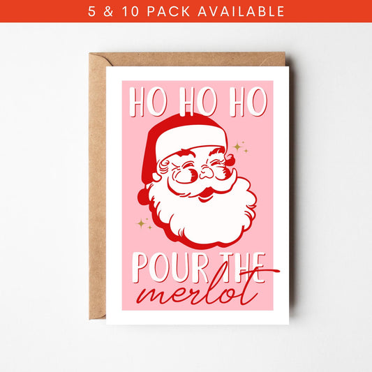 A6 Pour The Merlot Christmas Card - BYHONEYSTUDIOS