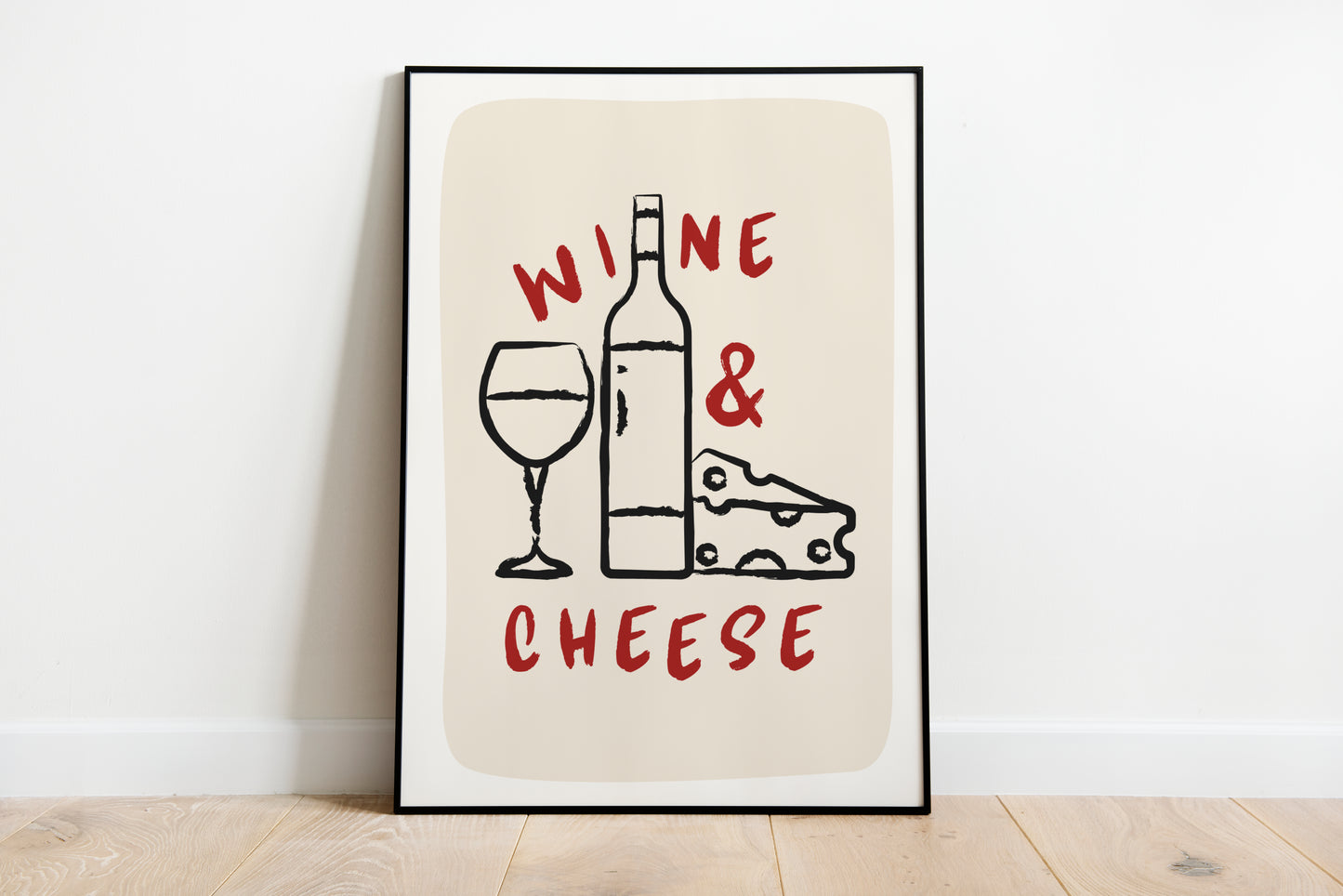 Wine & Cheese Print - BYHONEYSTUDIOS