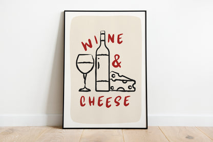 Wine & Cheese Print - BYHONEYSTUDIOS