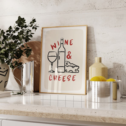 Wine & Cheese Print - BYHONEYSTUDIOS