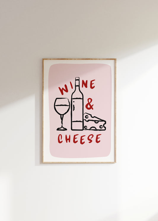 Wine & Cheese Print - BYHONEYSTUDIOS